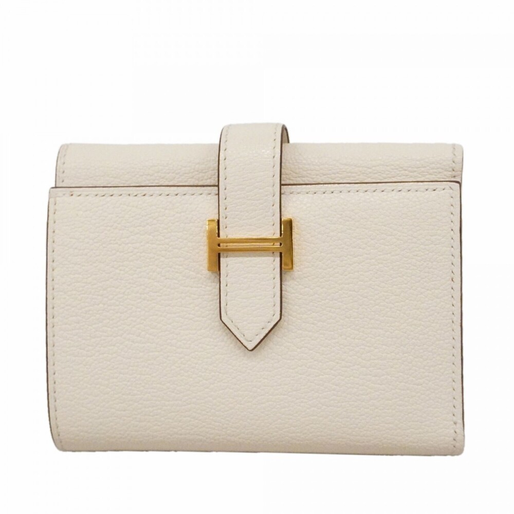 Hermes Tri-fold Wallet Bearn Combination Chevre Mysore Mushroom U Stamp Ladies
